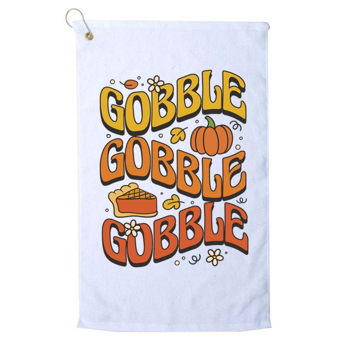 Gobble Turkey Retro Thanksgiving Fall Golf Towel
