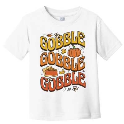 Gobble Turkey Retro Thanksgiving Fall Toddler T-Shirt
