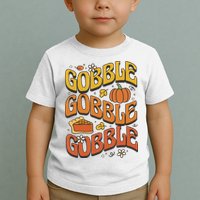Gobble Turkey Retro Thanksgiving Fall Toddler T-Shirt