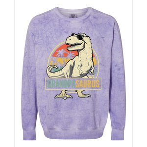 Grandpasaurus T Rex Dinosaur Grandpa Saurus Family Matching Colorblast Crewneck Sweatshirt