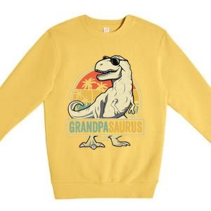 Grandpasaurus T Rex Dinosaur Grandpa Saurus Family Matching Premium Crewneck Sweatshirt