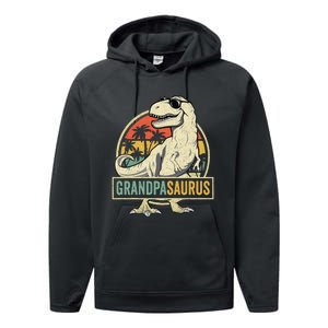 Grandpasaurus T Rex Dinosaur Grandpa Saurus Family Matching Performance Fleece Hoodie