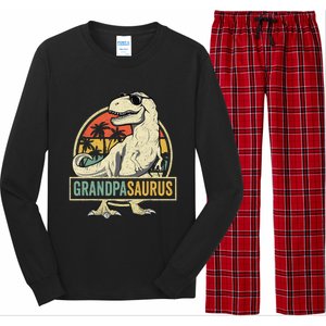 Grandpasaurus T Rex Dinosaur Grandpa Saurus Family Matching Long Sleeve Pajama Set