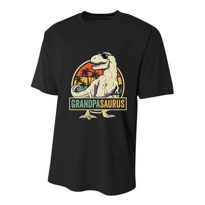 Grandpasaurus T Rex Dinosaur Grandpa Saurus Family Matching Youth Performance Sprint T-Shirt