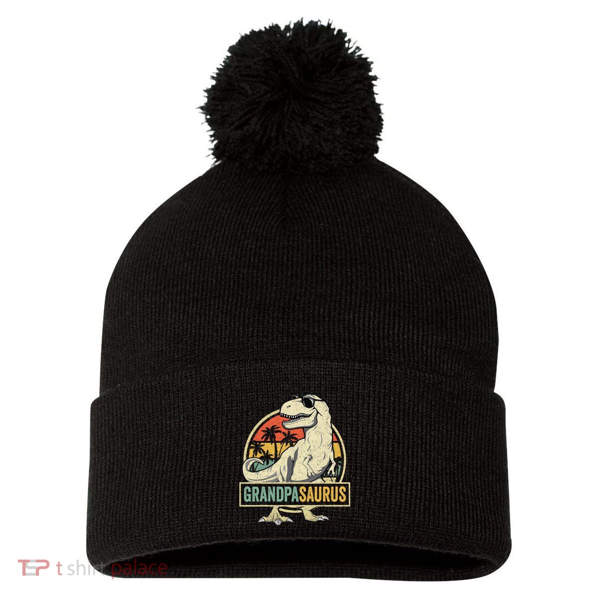 Grandpasaurus T Rex Dinosaur Grandpa Saurus Family Matching Pom Pom 12in Knit Beanie
