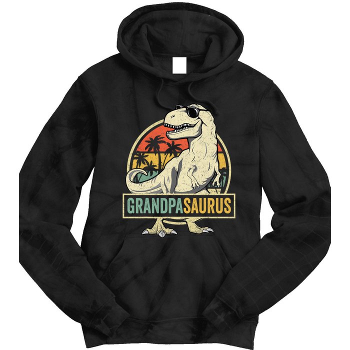 Grandpasaurus T Rex Dinosaur Grandpa Saurus Family Matching Tie Dye Hoodie