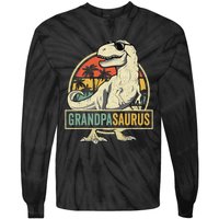 Grandpasaurus T Rex Dinosaur Grandpa Saurus Family Matching Tie-Dye Long Sleeve Shirt