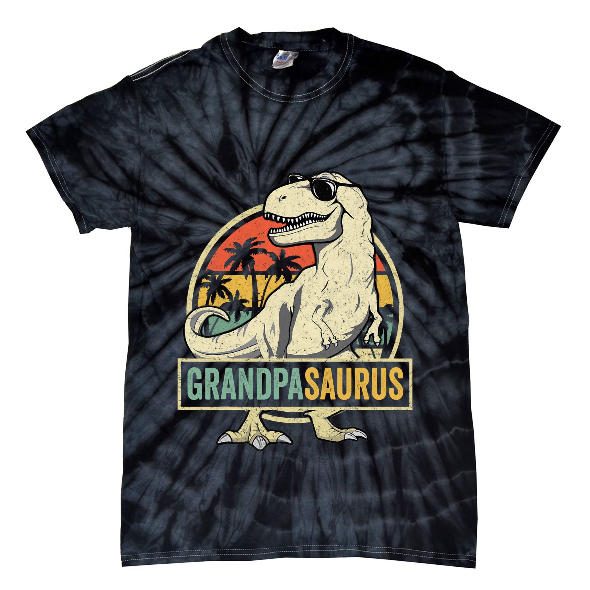 Grandpasaurus T Rex Dinosaur Grandpa Saurus Family Matching Tie-Dye T-Shirt