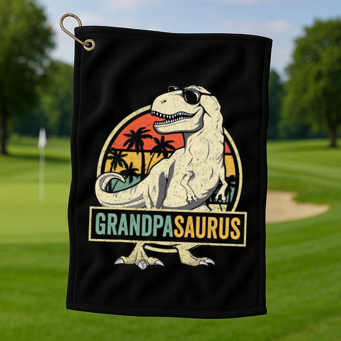 Grandpasaurus T Rex Dinosaur Grandpa Saurus Family Matching Golf Towel
