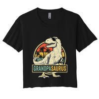 Grandpasaurus T Rex Dinosaur Grandpa Saurus Family Matching Women's Crop Top Tee