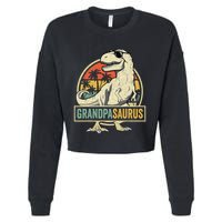 Grandpasaurus T Rex Dinosaur Grandpa Saurus Family Matching Cropped Pullover Crew