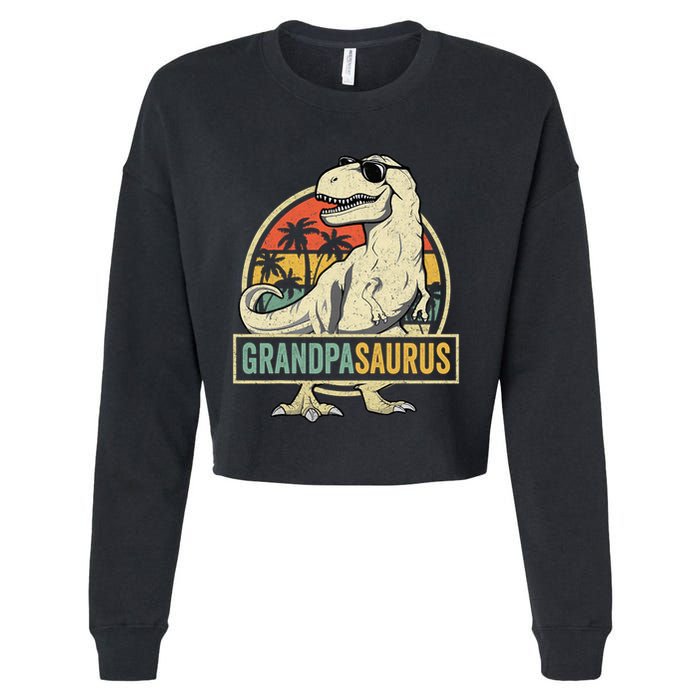 Grandpasaurus T Rex Dinosaur Grandpa Saurus Family Matching Cropped Pullover Crew