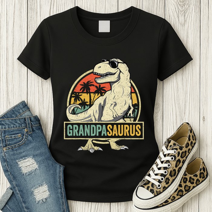 Grandpasaurus T Rex Dinosaur Grandpa Saurus Family Matching Womens T-Shirt