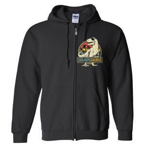 Grandpasaurus T Rex Dinosaur Grandpa Saurus Family Matching Full Zip Hoodie