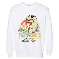 Grandpasaurus T Rex Dinosaur Grandpa Saurus Family Matching Garment-Dyed Sweatshirt