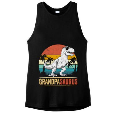 Grandpasaurus T Rex Dinosaur Grandpa Saurus Family Matching Ladies PosiCharge Tri-Blend Wicking Tank