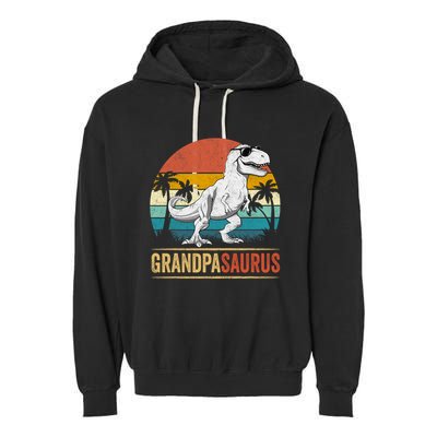 Grandpasaurus T Rex Dinosaur Grandpa Saurus Family Matching Garment-Dyed Fleece Hoodie