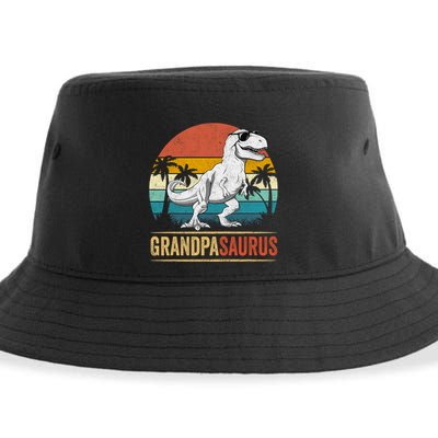 Grandpasaurus T Rex Dinosaur Grandpa Saurus Family Matching Sustainable Bucket Hat