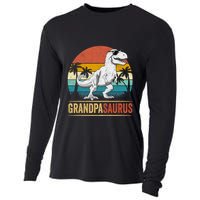 Grandpasaurus T Rex Dinosaur Grandpa Saurus Family Matching Cooling Performance Long Sleeve Crew