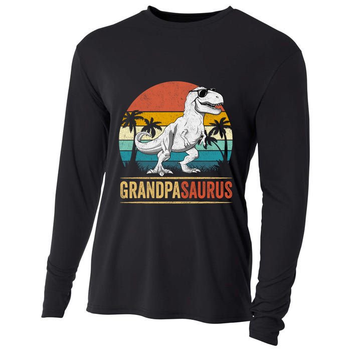 Grandpasaurus T Rex Dinosaur Grandpa Saurus Family Matching Cooling Performance Long Sleeve Crew