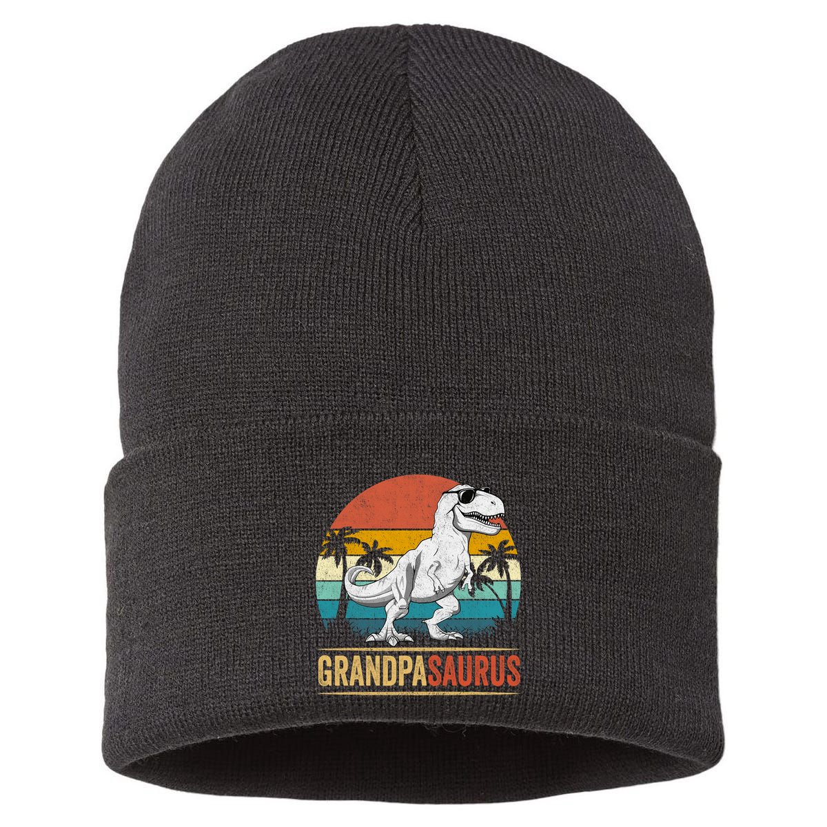 Grandpasaurus T Rex Dinosaur Grandpa Saurus Family Matching Sustainable Knit Beanie