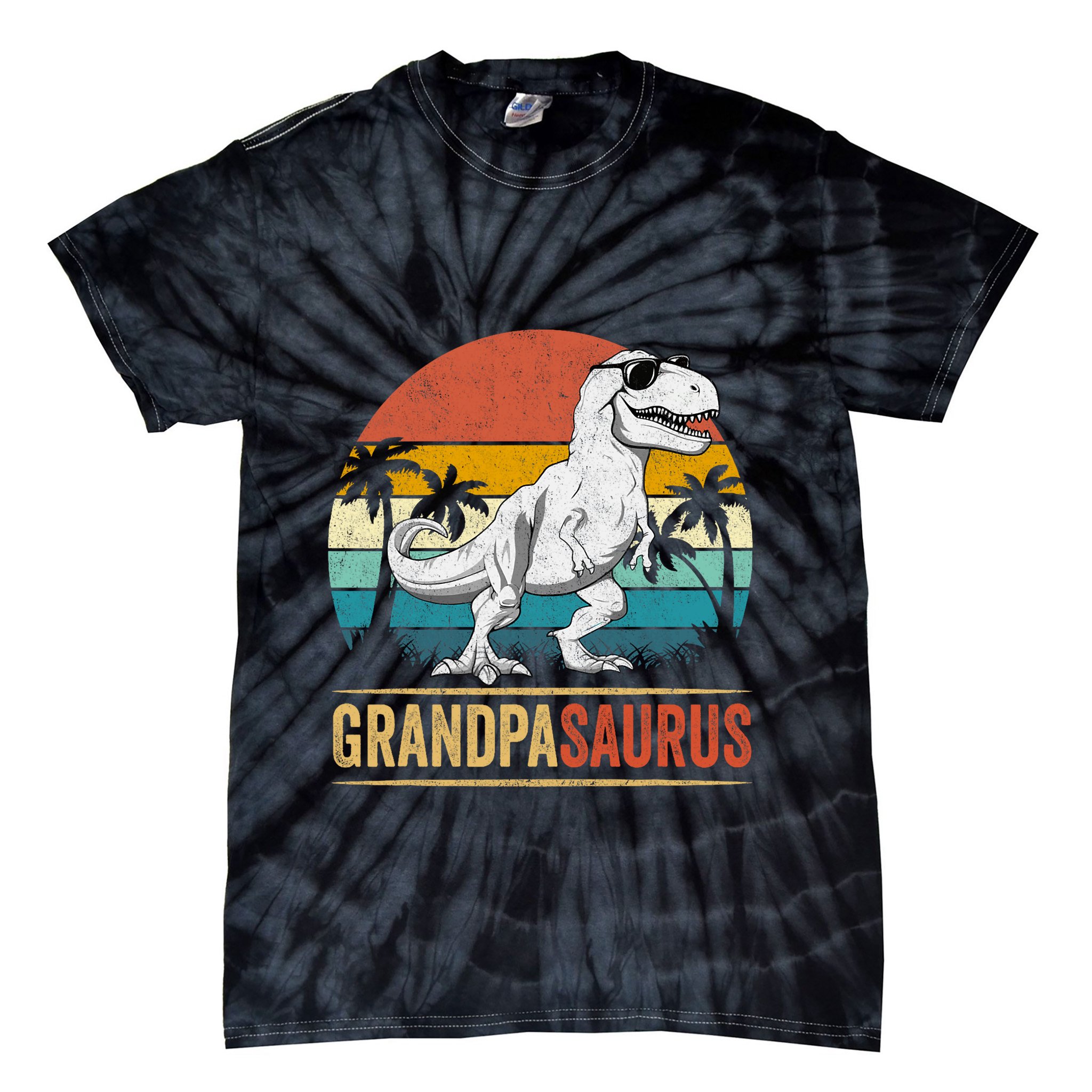 Grandpasaurus T Rex Dinosaur Grandpa Saurus Family Matching Tie-Dye T-Shirt