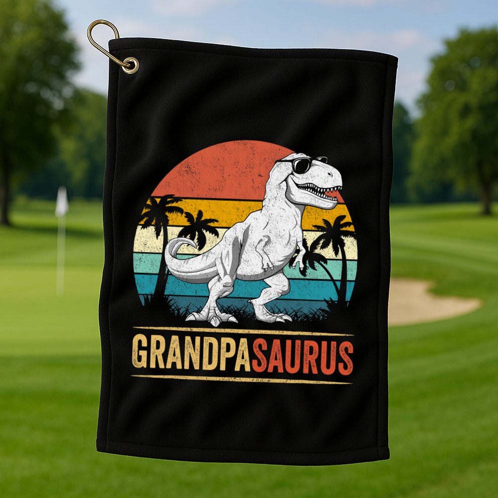 Grandpasaurus T Rex Dinosaur Grandpa Saurus Family Matching Golf Towel
