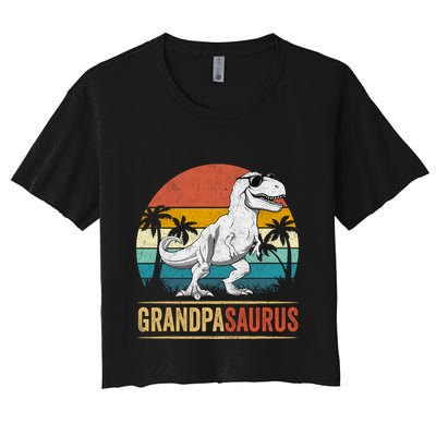 Grandpasaurus T Rex Dinosaur Grandpa Saurus Family Matching Crop Top