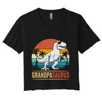 Grandpasaurus T Rex Dinosaur Grandpa Saurus Family Matching Women's Crop Top Tee