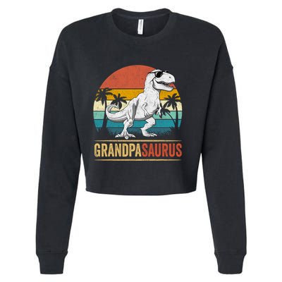 Grandpasaurus T Rex Dinosaur Grandpa Saurus Family Matching Cropped Pullover Crew