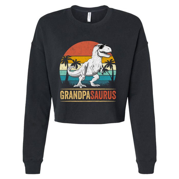 Grandpasaurus T Rex Dinosaur Grandpa Saurus Family Matching Cropped Pullover Crew