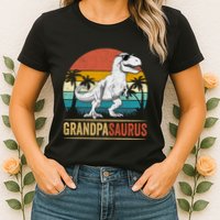 Grandpasaurus T Rex Dinosaur Grandpa Saurus Family Matching Womens T-Shirt