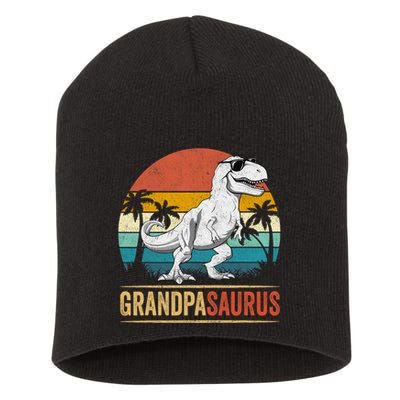 Grandpasaurus T Rex Dinosaur Grandpa Saurus Family Matching Short Acrylic Beanie