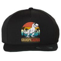 Grandpasaurus T Rex Dinosaur Grandpa Saurus Family Matching Wool Snapback Cap