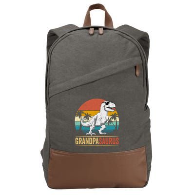Grandpasaurus T Rex Dinosaur Grandpa Saurus Family Matching Cotton Canvas Backpack