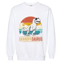 Grandpasaurus T Rex Dinosaur Grandpa Saurus Family Matching Garment-Dyed Sweatshirt