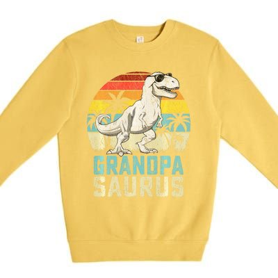 Grandpasaurus T Rex Dinosaur Grandpa Saurus FatherS Family Sweat Premium Crewneck Sweatshirt