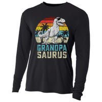 Grandpasaurus T Rex Dinosaur Grandpa Saurus FatherS Family Sweat Cooling Performance Long Sleeve Crew