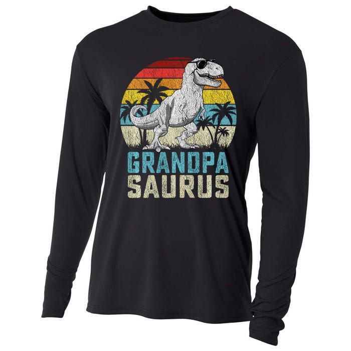 Grandpasaurus T Rex Dinosaur Grandpa Saurus FatherS Family Sweat Cooling Performance Long Sleeve Crew