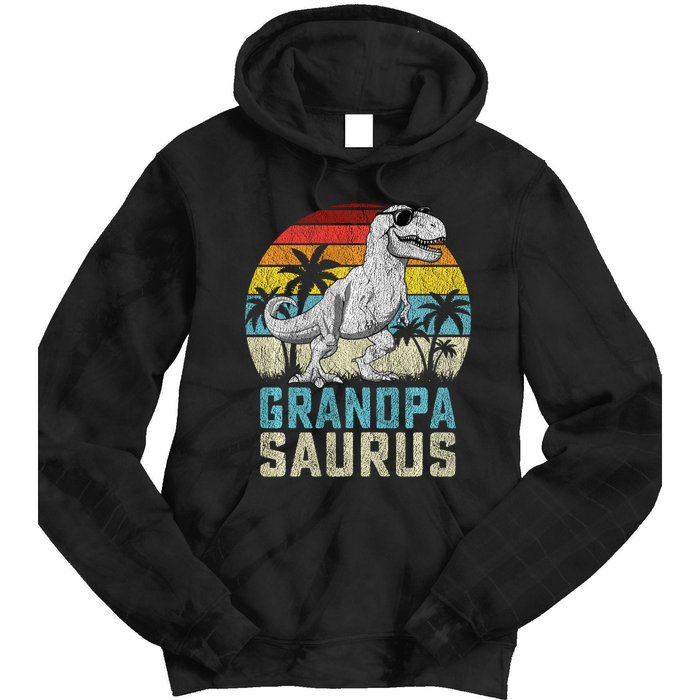 Grandpasaurus T Rex Dinosaur Grandpa Saurus FatherS Family Sweat Tie Dye Hoodie