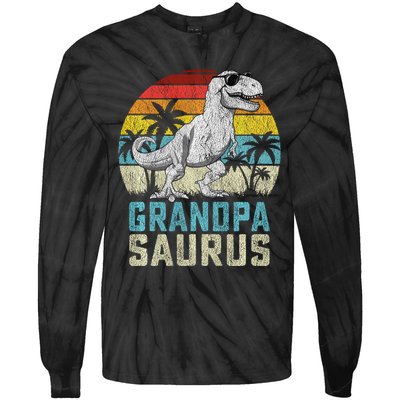 Grandpasaurus T Rex Dinosaur Grandpa Saurus FatherS Family Sweat Tie-Dye Long Sleeve Shirt