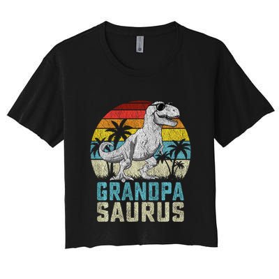 Grandpasaurus T Rex Dinosaur Grandpa Saurus FatherS Family Sweat Crop Top