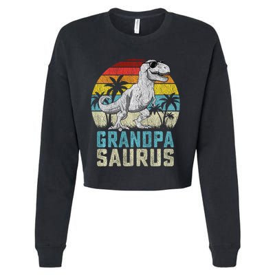 Grandpasaurus T Rex Dinosaur Grandpa Saurus FatherS Family Sweat Cropped Pullover Crew