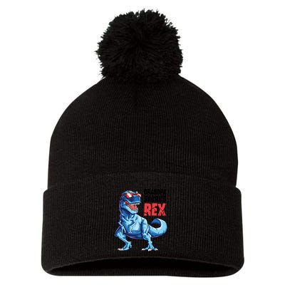 Grandpasaurus T Rex Dinosaur Grandpa Saurus FatherS Family Pom Pom 12in Knit Beanie