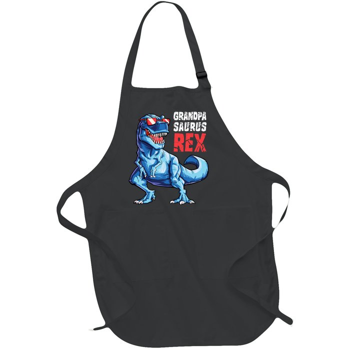 Grandpasaurus T Rex Dinosaur Grandpa Saurus FatherS Family Full-Length Apron With Pockets