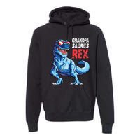 Grandpasaurus T Rex Dinosaur Grandpa Saurus FatherS Family Premium Hoodie