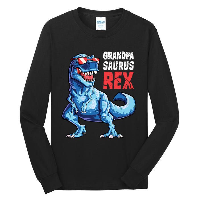 Grandpasaurus T Rex Dinosaur Grandpa Saurus FatherS Family Tall Long Sleeve T-Shirt