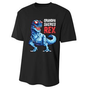 Grandpasaurus T Rex Dinosaur Grandpa Saurus FatherS Family Performance Sprint T-Shirt