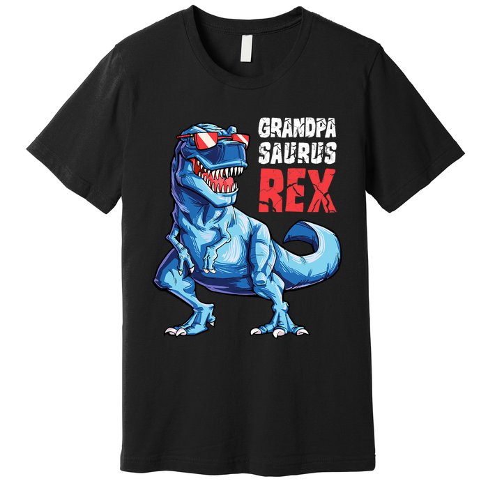 Grandpasaurus T Rex Dinosaur Grandpa Saurus FatherS Family Premium T-Shirt