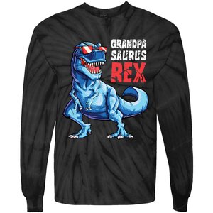 Grandpasaurus T Rex Dinosaur Grandpa Saurus FatherS Family Tie-Dye Long Sleeve Shirt